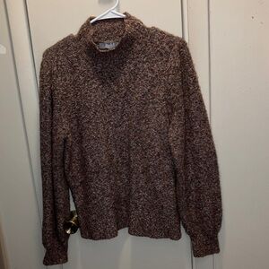 Marled Turtleneck Sweater Pink & Gray Flecked Large